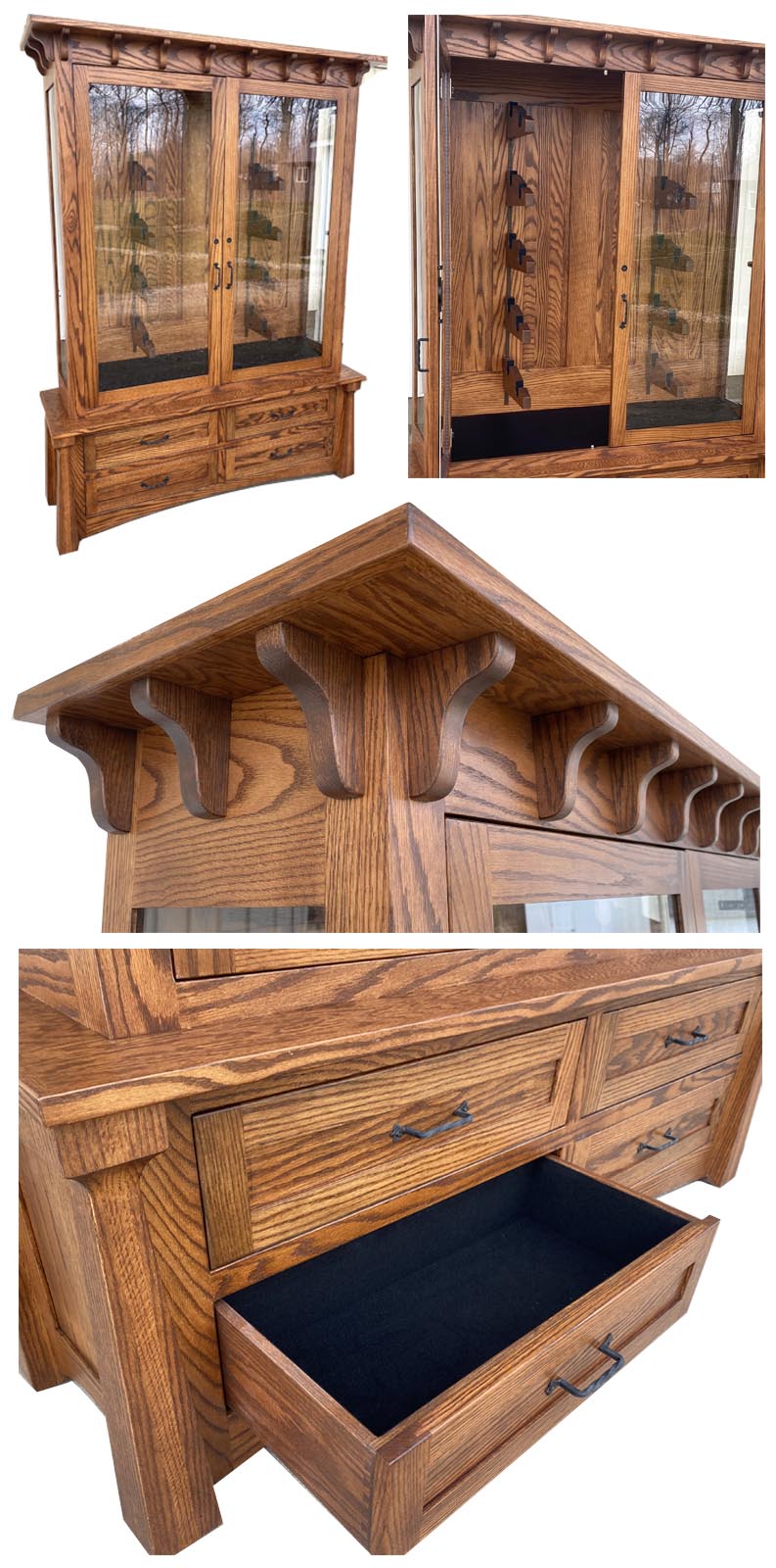 thumbnail image 2 of 2-Gun Solid Oak Wood Closet Gun Rack - Made In USA, Hardware Included 2 of 3