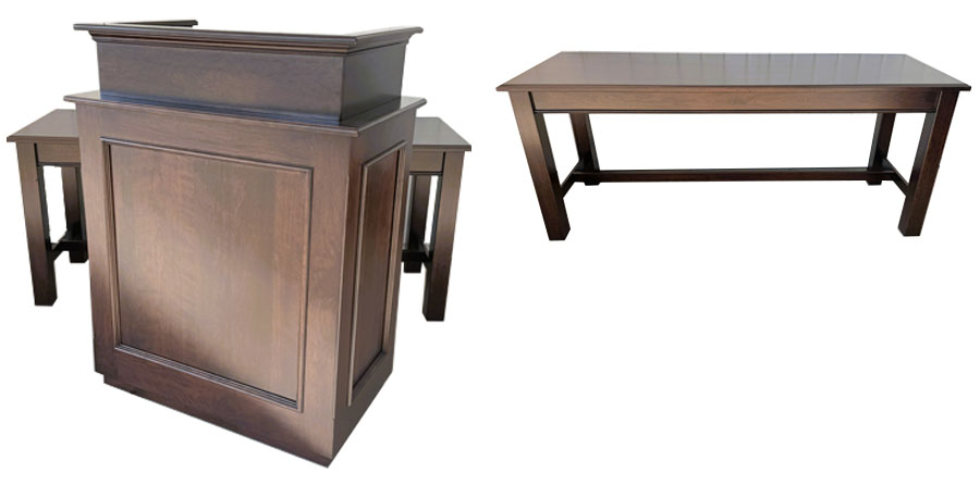 amish woodworking custom baptist church podium image