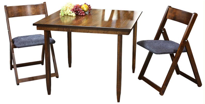 Wood card sales table and chairs